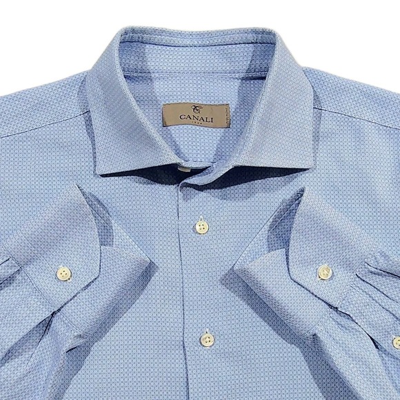 Canali Other - Canali 1934 Blue Dress Shirt Men's Size 15.5  Long Sleeve Cotton Geometric Print